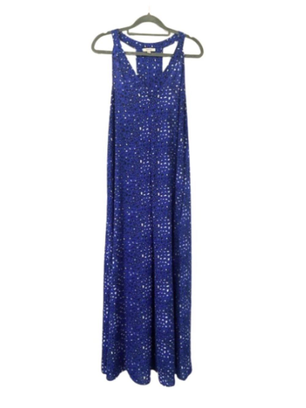 Jodifl size M blue/black leopard print racer back maxi length sleeveless dress